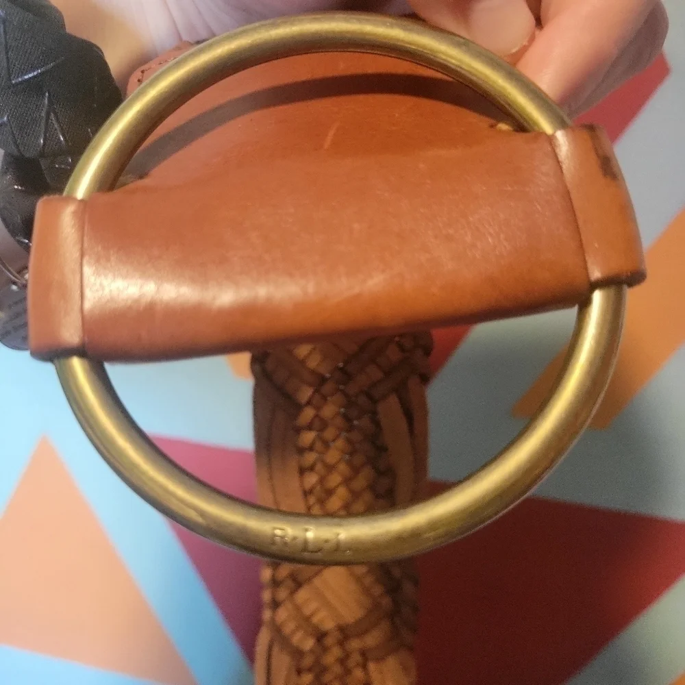 Lauren Ralph Lauren Women's Genuine Leather Braided Belt 49 Inches Long